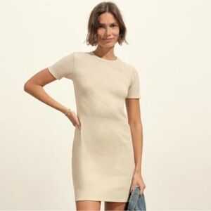 Buck Mason Rib Surplus Mini Dress In Marled Beechwood